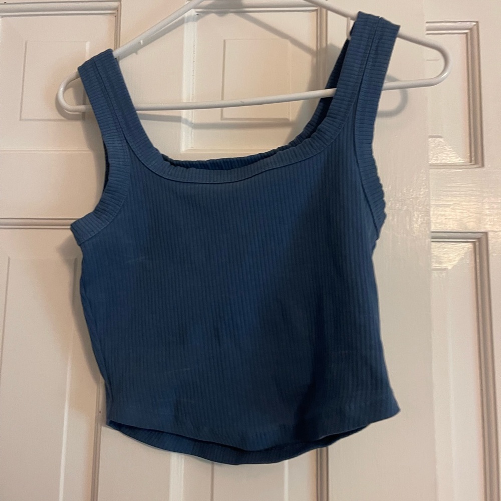 Madewell Blue Ribbed Tank Top Essential